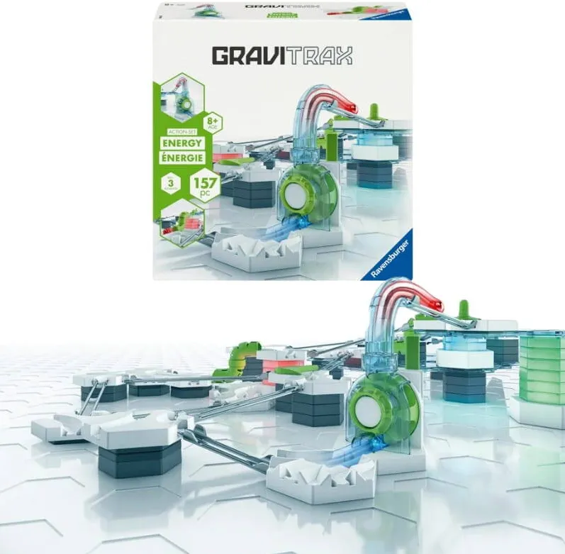 Jucarie Educationala Ravensburger Set Gravitrax Energy, Ravensburger, 150 Piese, Varsta 8+, Material Plastic, Fabricat Din Materiale Rezistente Si Sigure, Dimensiuni 1 M x 10 cm x 10 cm, Greutate 0.5 Kg, Culori Multiple