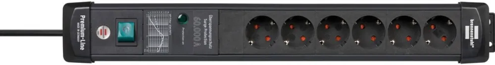Brennenstuhl Brennenstuhl Premium-Line power strip 6-way (black, 3 meters, 60,000A surge protection)