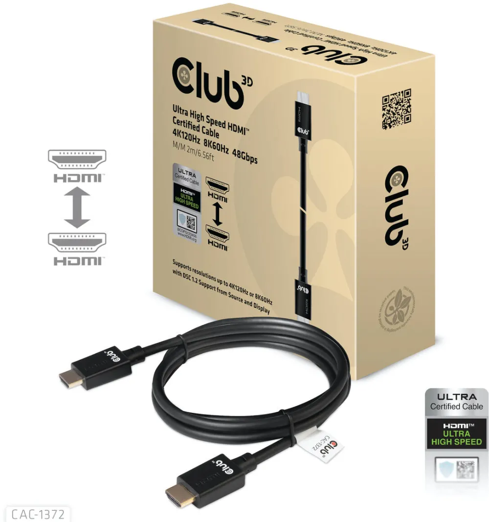 CLUB 3D Cablu HDMI Ultra High Speed 2.1 Cable 10K 120Hz 48Gbps M/M 2 m./6.56 ft.