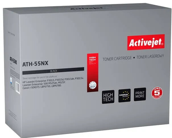 Toner imprimanta ACTIVEJET COMPATIBIL ATH-55NX for HP printer; HP 55X CE255X, Canon CRG-724H replacement; Supreme; 12500 pages; black