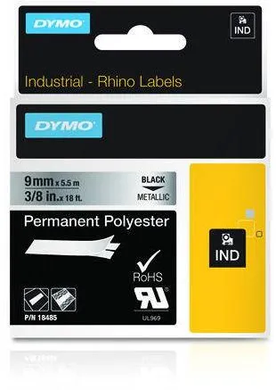 Consumabil Termic Dymo Rhino Band Polyes. 9mmx5.5m Negru->metallic