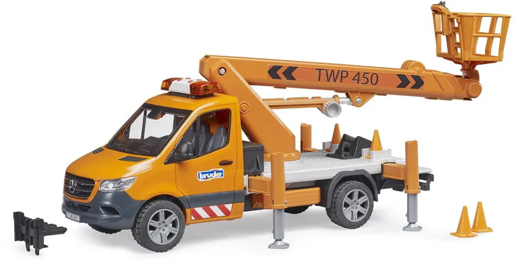 Masina BRUDER A Mercedes Benz Sprinter vehicle with a basket lift