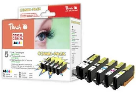 Cartus Imprimanta Peach Set 5 cartuse de cerneala Peach PI100-167, multipack, multicolor