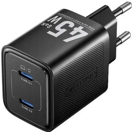 Vention Incarcator Vention 45W PD GaN 2x USB-C, Negru