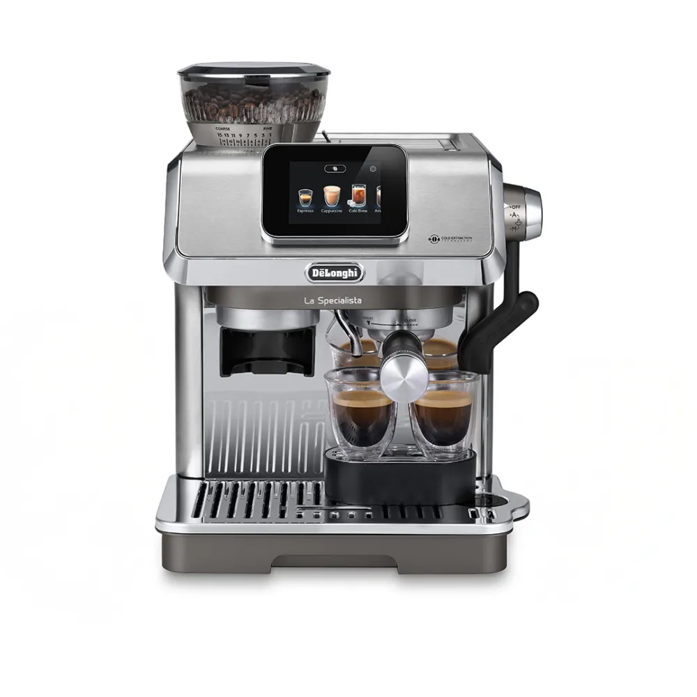 Espressor DELONGHI manual De’Longhi La Specialista Touch EC9455.M, 1450 W, 15 bari, 10 bauturi prestabilite, Tehnologie Auto LatteArt, metalic