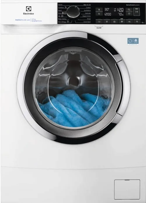 ELECTROLUX Masina de spalat rufe slim ELECTROLUX EWS6227CE PerfectCare600, 7 kg, 1200 rpm, Clasa A, motor Inverter, display LED, Sensicare, Rapid 14 min, Antialergic, Baby, Outdoor, TimeManager, SoftPlus, Adancime totala 48.2 cm, Alb cu hublou cromat.