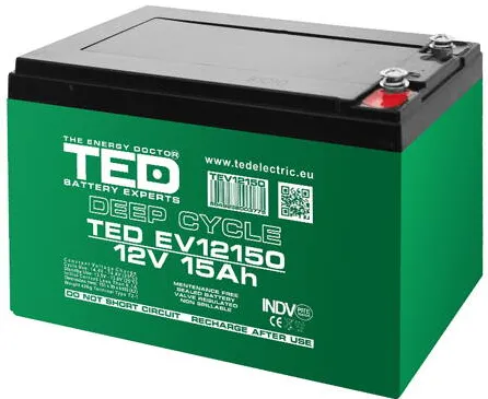 Ted Electric ACUMULATOR VEHICULE ELECTRICE DEEP CYCLE 12V 15AH TED
