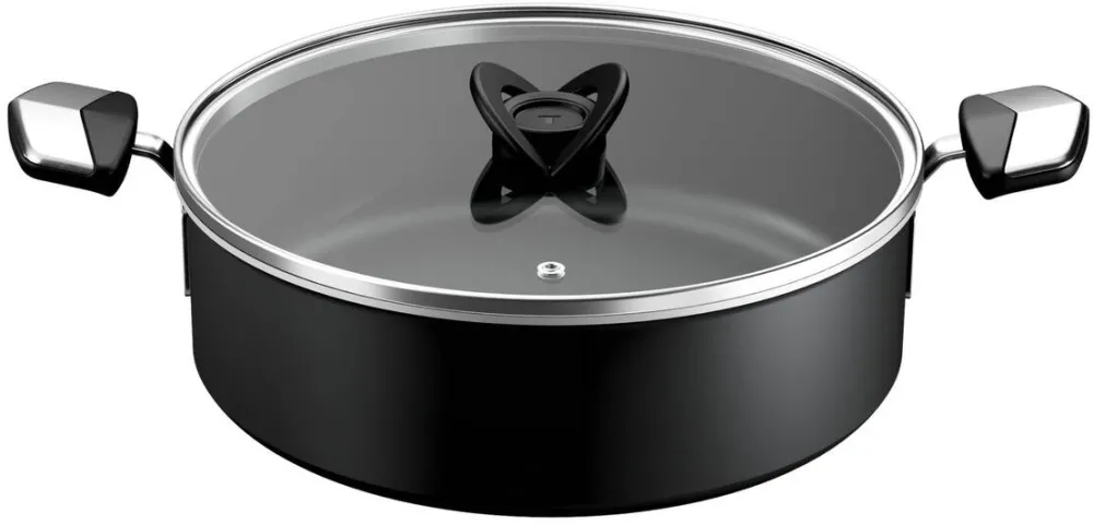 TEFAL Cratita cu capac Tefal Excellence, 28 cm, 5.2L, inductie, invelis antiaderent, indicator Thermo-Signal, aluminiu, negru