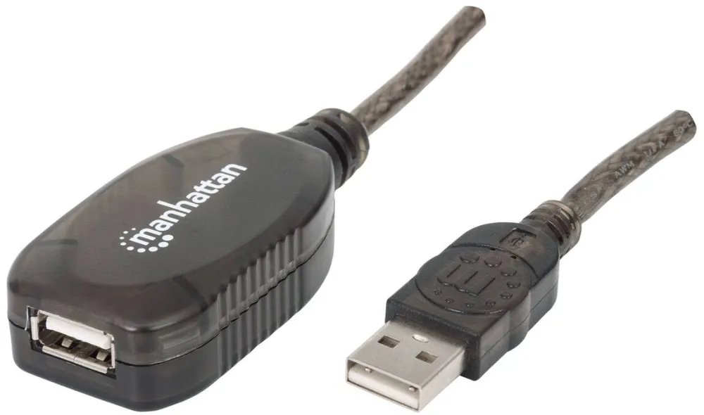 Cablu MANHATTAN USB Active Extension Cable, Hi-Speed 2.0, 2,0m, A-Male/A-Female, Black, Blister