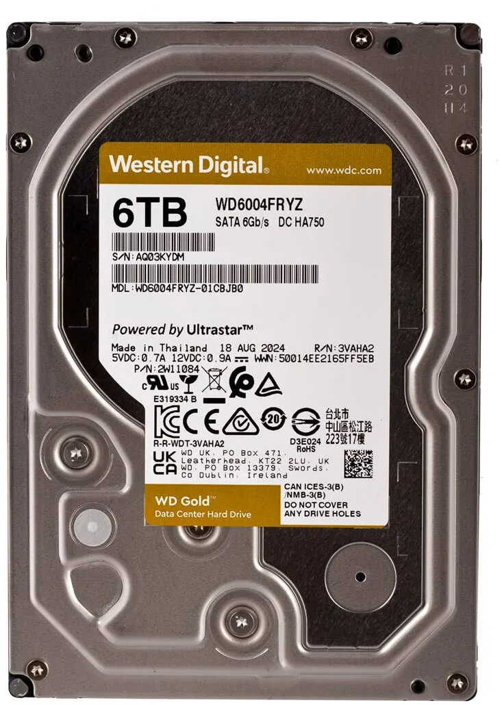 Hard disk server WD 6TB, 7200rpm, SATA-600, 256MB, 3,5", WD6004FRYZ