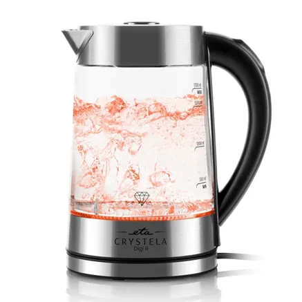 ETA ETA515490000 CRYSTELA DIGI II Glass Kettle with Regulation, Capacity 1.7 L, Continuous regulation of water heating temperature 50, 70, 8
