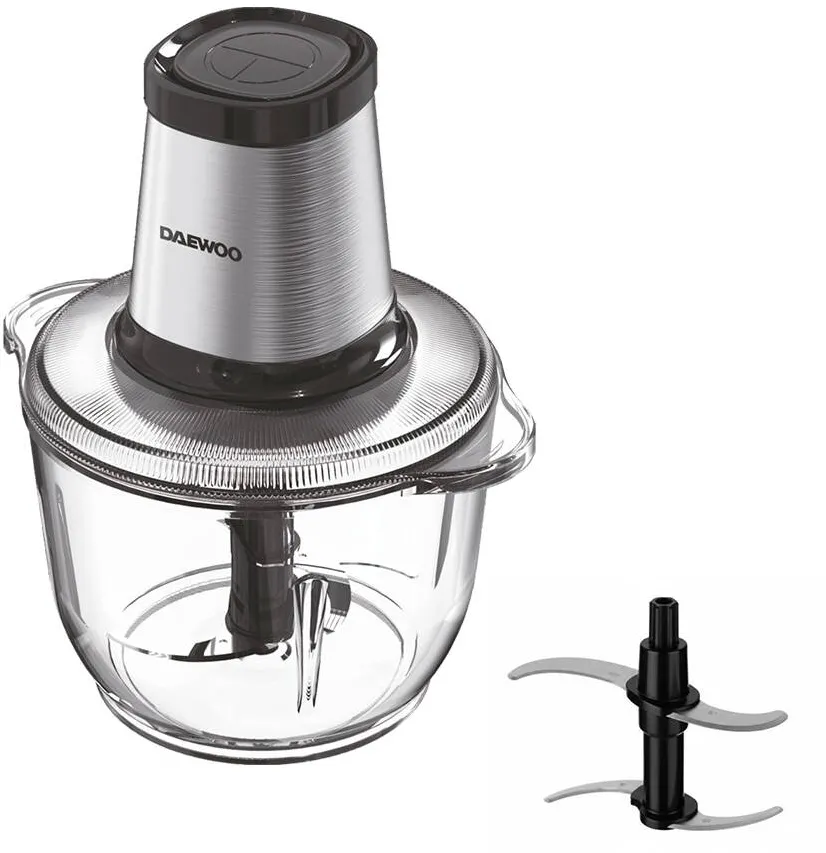 DAEWOO Tocator DMCH50X, 500 W, capacitate 2 l, functie pulse, numar lame 4 din inox, sistem siguranta recipient, Transparent/Negru