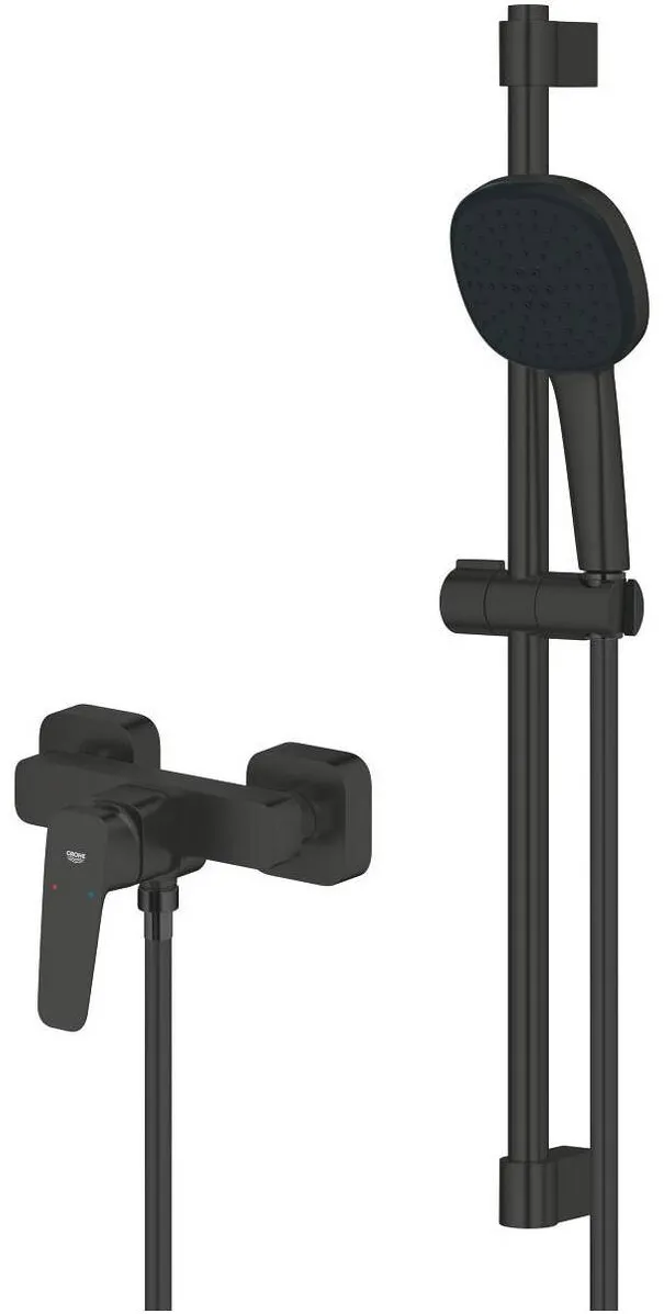 Grohe Baterie dus Cubeo 1018252430, aparenta, set dus, mat, negru