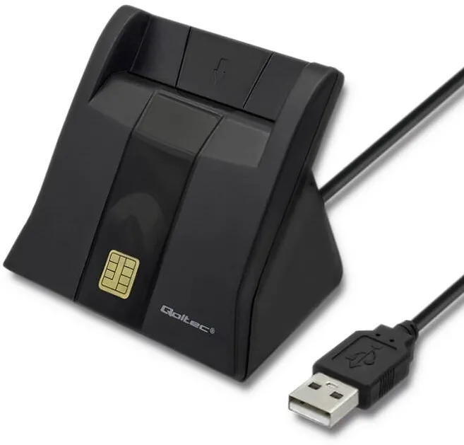 Card Reader QOLTEC Inteligente SCR-0643 USB 2.0 si Type-C Compatibil cu Carduri de Identificare Electronice, Tahografe, Carduri de Loialitate, Functie Plug and Play, Indicator LED, Design Compact si Elegant - Ideal pentru Utilizare P