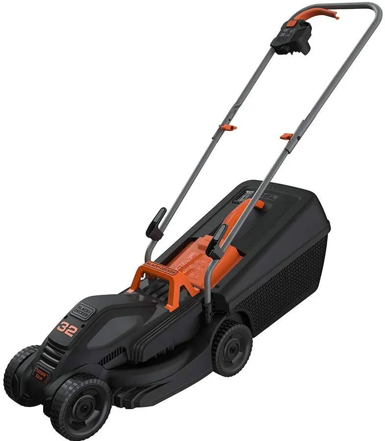 Black & Decker BEMW351-QS Electric Rotary Mower, 32cm, 1000W, Orange/Black