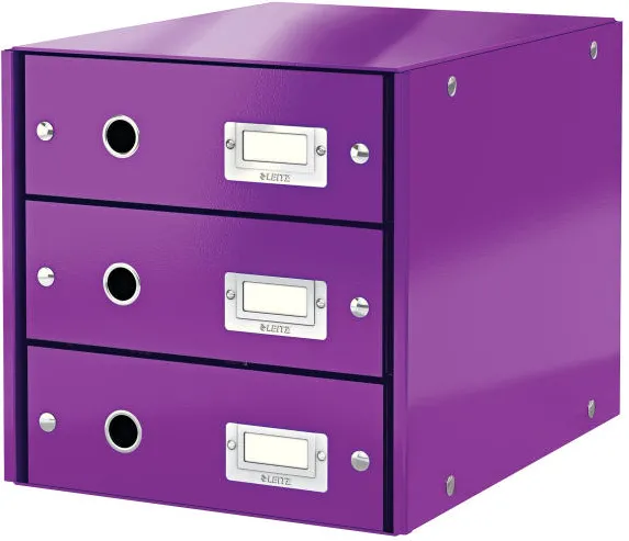 Leitz Suport cu 3 sertare, din carton laminat, LEITZ Click & Store - mov