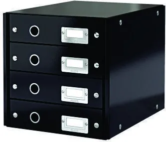 Leitz Suport cu 4 sertare, din carton laminat, LEITZ Click & Store - negru