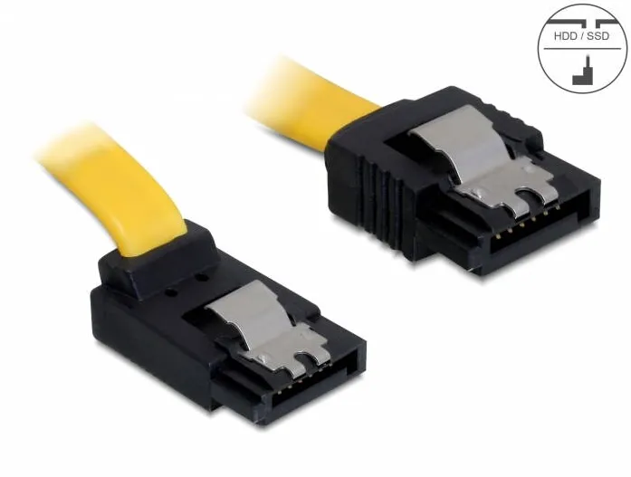 Cablu DELOCK  SATA unghi in sus-drept 3 Gb/s 30 cm, galben