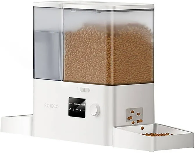 Rojeco New 2 in 1 Fantana de apa pentru animale de companie si alimentator WiFi (alb)
