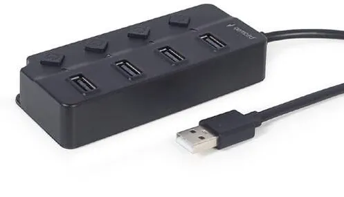 Hub USB Gembird GEMBIRD USB 2.0 powered 4-port hub with switches black