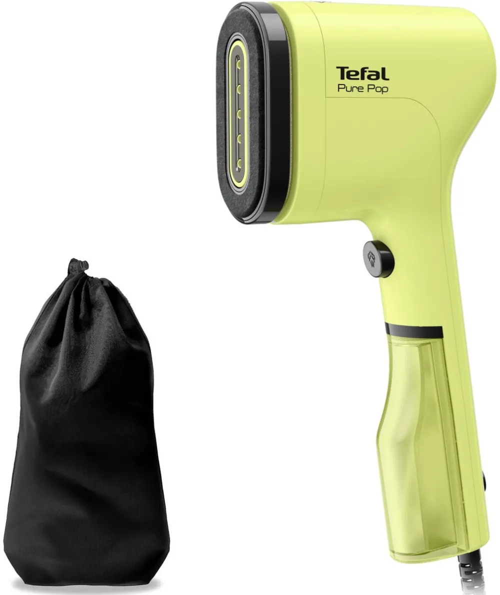 TEFAL Aparat de calcat vertical cu abur Tefal Pure Pop DT2025E1, 1300W, abur variabil pana la 20g/min, recipient apa 70 ml, incalzire rapida 15 secunde, autonomie 4 min, galben