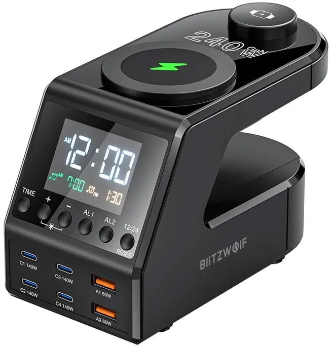 BlitzWolf Ceas cu alarma BW-FW10 cu incarcator 2xUSB-A, 4xUSB-C, 240W