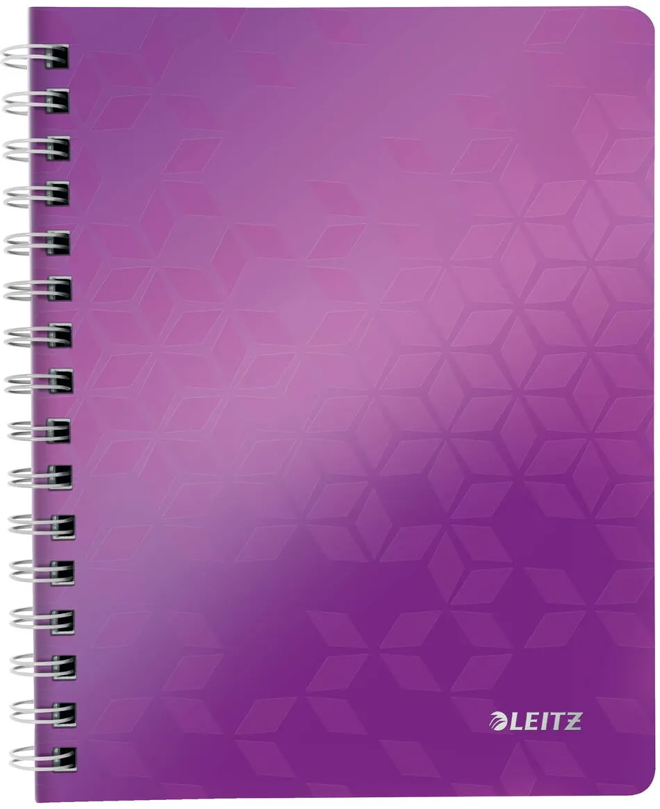 Leitz Caiet de birou LEITZ WOW, PP, FSC, reciclabil, A5, 80 coli, cu spira, dictando, mov