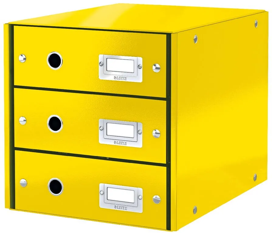 Leitz Cabinet cu sertare LEITZ WOW Click & Store, 3 sertare, carton laminat, A4, galben
