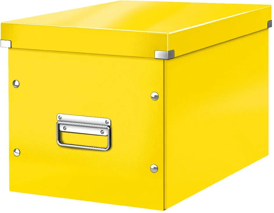 Leitz Cutie depozitare LEITZ WOW Click & Store, carton laminat, Cub, mare, galben