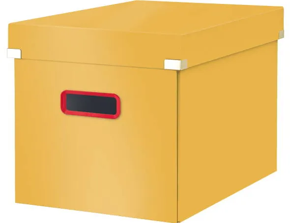 Leitz Cutie depozitare LEITZ Cosy Click & Store, carton laminat, pliabila, capac, maner, 32x31x36cm, galbe
