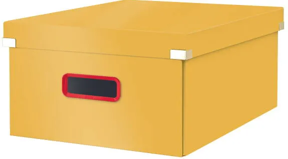 Leitz Cutie depozitare LEITZ Cosy Click & Store, carton laminat, pliabila, capac, maner, 36x20x48cm, galbe