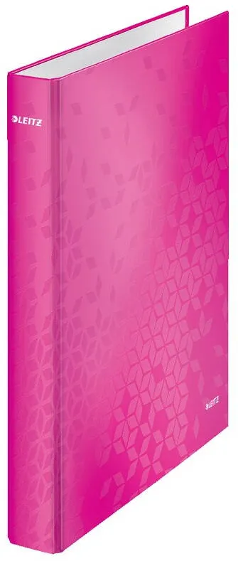 Leitz Caiet mecanic LEITZ WOW, carton laminat, partial reciclat, FSC, A4, mecanism 4DR, inel 25mm, roz
