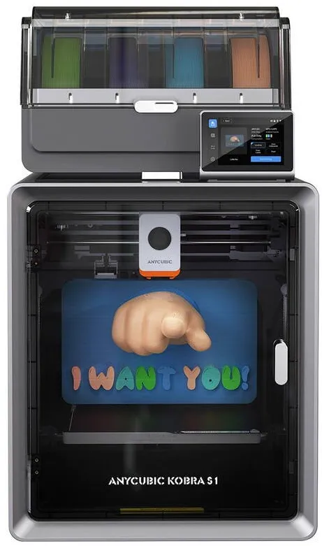 ANYCUBIC Imprimanta 3D Anycubic Kobra S1 Combo, Viteza maxima 600mm/h, Negru