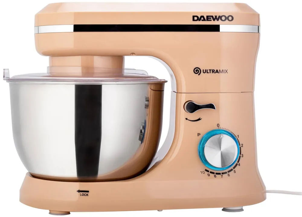 DAEWOO Mixer cu bol DHM150R, 1600 W, 10 viteze plus puls, 4,5 L, bol inox, tel, carlig framantare, palete amestecare, crem