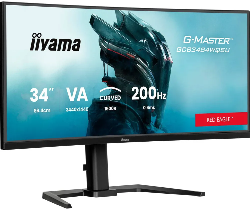 Monitor IIyama G-Master GCB3484WQSU-B2 (86 cm (34 inches), black, UWQHD, VA, curved, dual mode, USB hub, 200Hz panel)