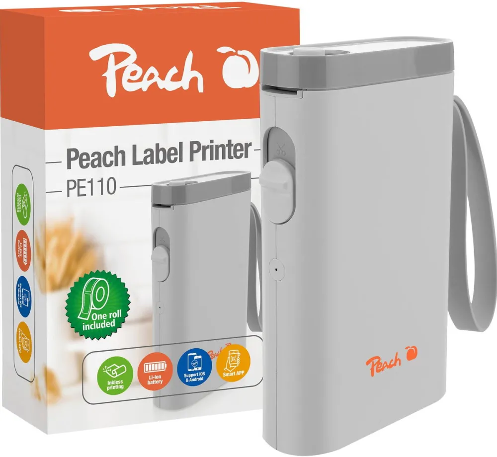 Imprimanta termica Peach PE110, label printer white, direct thermal printing