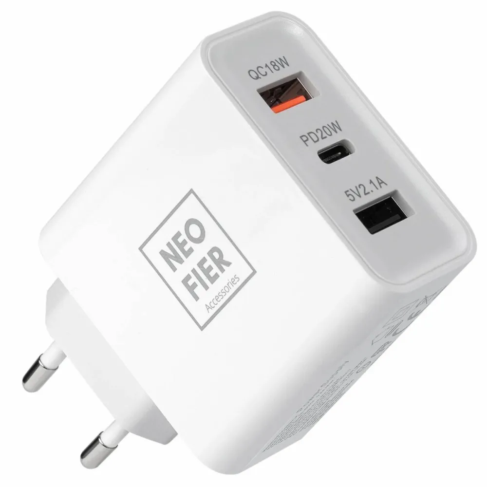 NeoFier NeoFier Triple Port USB-C 20W, 1xUSB-A 18W, 1xUSB-A 10.5W, White