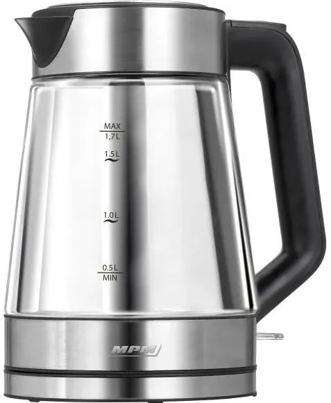 MPM MCZ-122 electric kettle 1.7 L 2200 W Black, Stainless steel