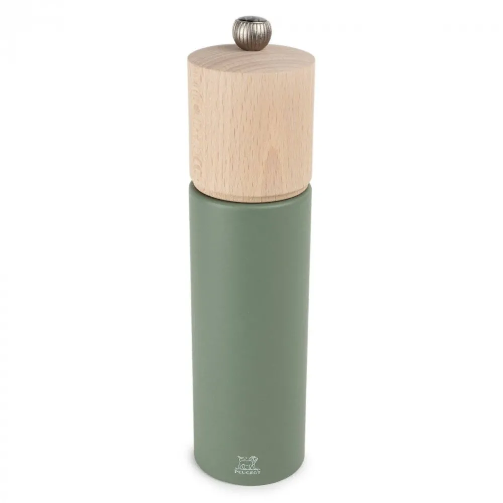 Peugeot Mlin de condimente BOREAL, Peugeot, 21 cm, verde feronerie, din lemn de fag, mecanism din otel, set