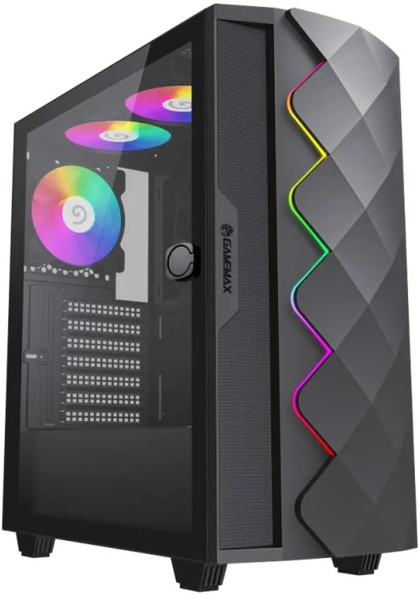 Carcasa PC Gamemax Diamond CP, Negru, middle tower, fara sursa, iluminare ARGB