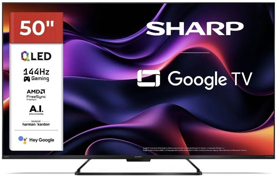 Televizor Sharp QLED Sharp 127 cm 50" 50HR8465E, Ultra HD 4K, Smart TV, WiFi