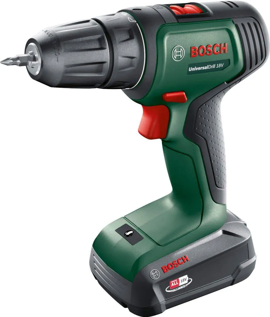 BOSCH Masina de gaurit si insurubat UniversalDrill 18V, 18V, 1450 RPM, Acumulator, Valiza, Verde, 06039D4001