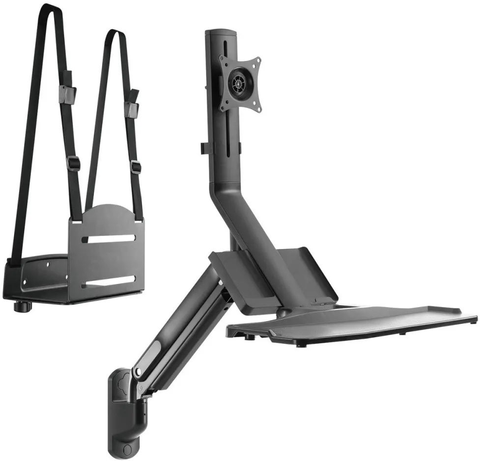 Suport perete monitor, tastatura si unitate PC MACLEAN MC-838 cu arc cu gaz 17-32 inch 9 kg