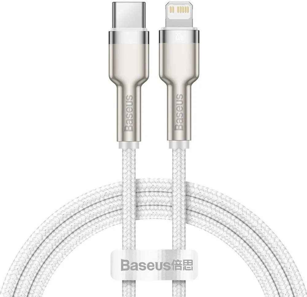 Baseus USB-C cable to Lightning Baseus Cafule, White, Power Delivery, 20W, 1m (white)