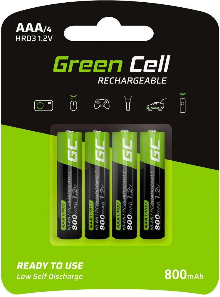 Green Cell Baterie Reincarcabila GR04AAA Nickel-Metal Hydride (NiMH) 4X AAA R3 800MAH