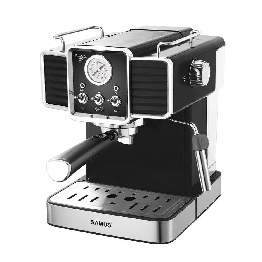 Espressor Samus BARISTA 20 Putere 1350W Rezervor Apa 1500ml Comutatoare Retro Negru/Inox