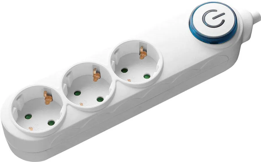 Samus Prelungitor cu intrerupator 3PI5-3680 3 prize Schuko 3680W 5m Alb