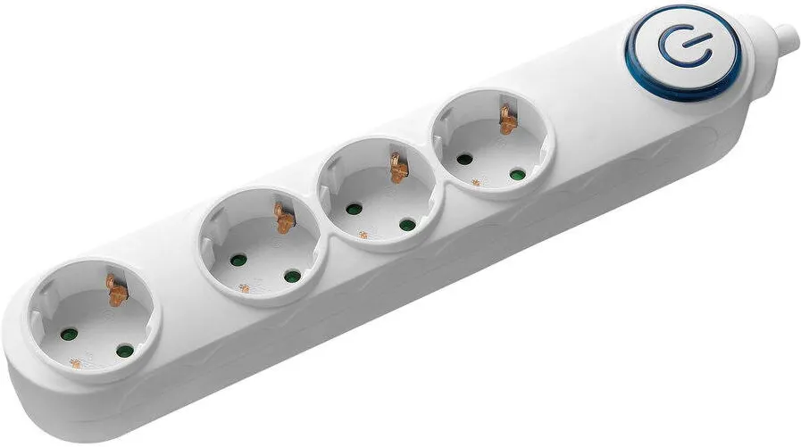 Samus Prelungitor cu intrerupator 4PI5-3680 4 prize Schuko 3680W 5m Alb