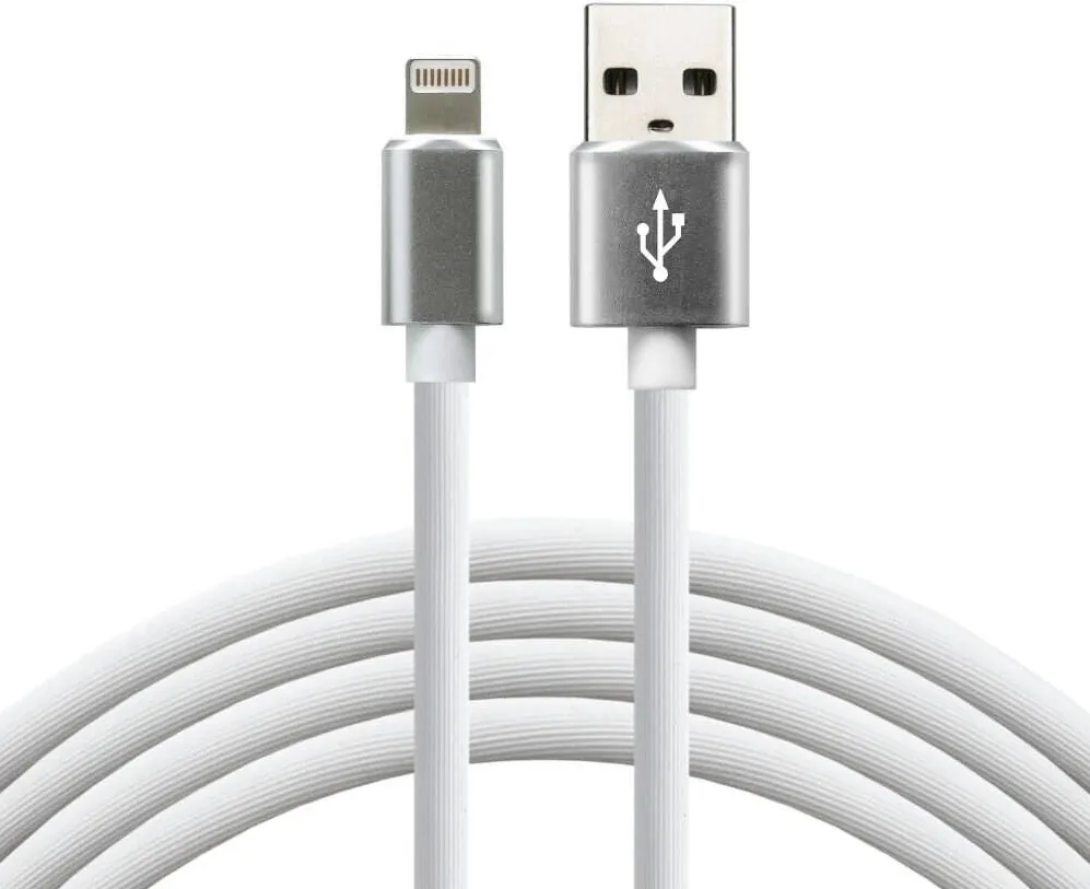 Cablu Date everActive USB Lightning 1m - White, silicone, quick charge, 2,4A - CBS-1IW