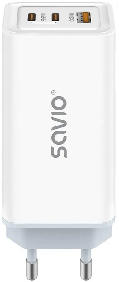 Incarcator GSM SAVIO LA-07 GaN 65W mains , USB, QC4.0+, PD 3.0, Alb